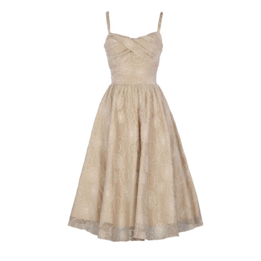 Elegant Beige Floral Dress